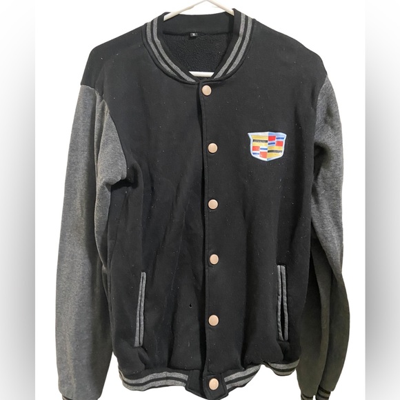 Aged Vintage CADDILAC Black Button Down Sweatshirt Women’s XL Hip Hop - Picture 2 of 7